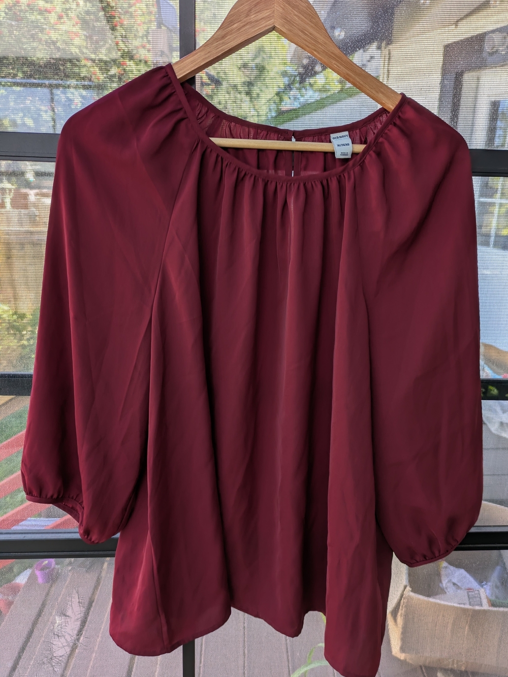 William Rast Burgundy Peasant Neck Blouse